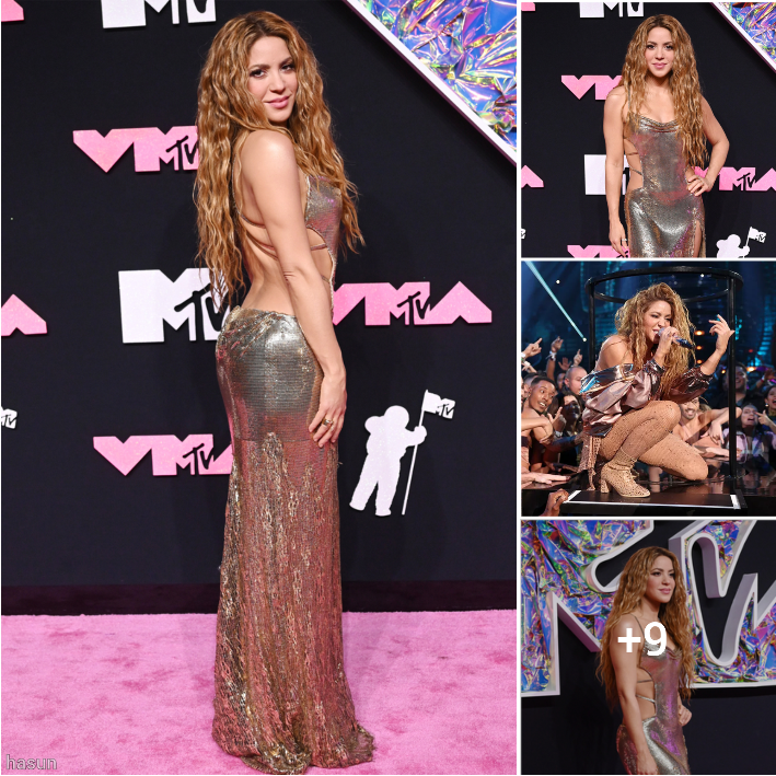 Shakiras Shimmery Shine A Dazzling Display In Versace Cutout Dress At Mtv Vmas 2023 